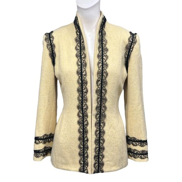 Zang Toi Dress & Jacket XS/S 100% Cashmere Lace Trim Extra Small - Small - Picture 2 of 11